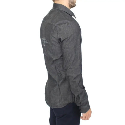 Ermanno Scervino Denim Jeans Cotton Casual Gray Stretch Shirt