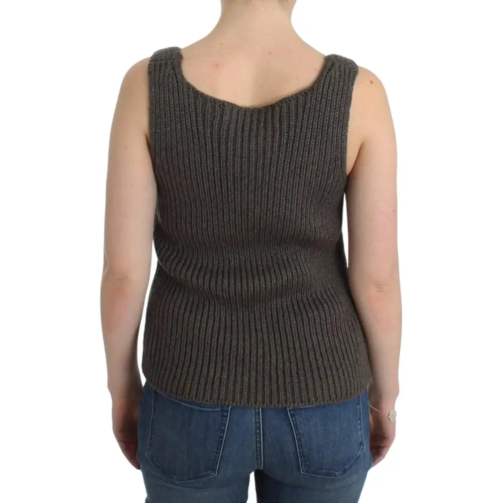 Ermanno Scervino Gray Knit Top Knitted Sweater Merino Wool