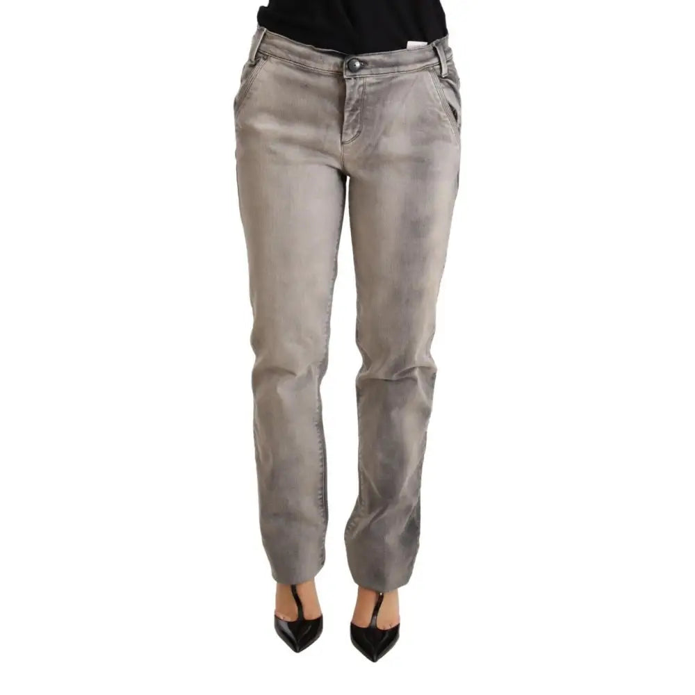 Ermanno Scervino Gray Washed Low Waist Skinny Trouser Cotton Jeans