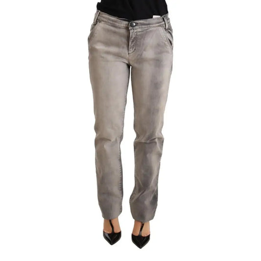 Ermanno Scervino Gray Washed Low Waist Skinny Trouser Cotton Jeans