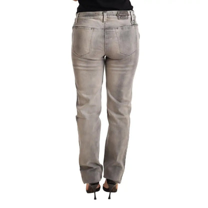 Ermanno Scervino Gray Washed Low Waist Skinny Trouser Cotton Jeans