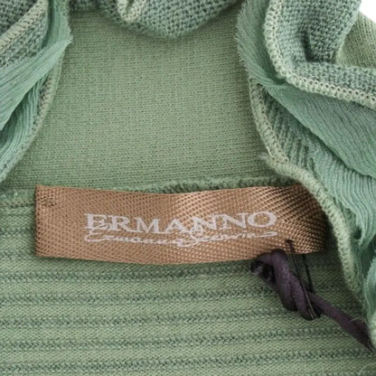 Ermanno Scervino Green Wool Blend Striped Long Sleeve Sweater