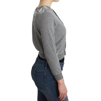 Ermanno Scervino Lingerie Gray Lace Sweater Cardigan Top