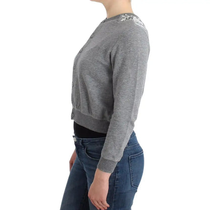 Ermanno Scervino Lingerie Gray Lace Sweater Cardigan Top