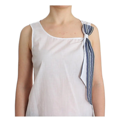 Ermanno Scervino White Blue Top Blouse Tank Shirt Sleeveless