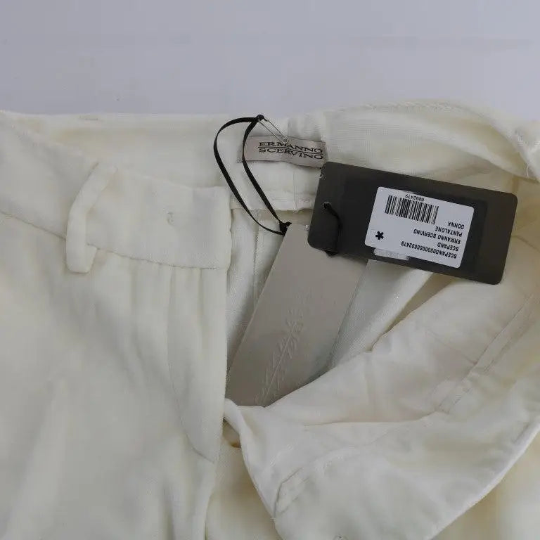 Ermanno Scervino White Cotton Regular Fit Casual Pants