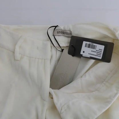 Ermanno Scervino White Cotton Regular Fit Casual Pants
