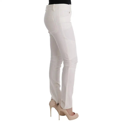 Ermanno Scervino White Cotton Slim Fit Casual Pants