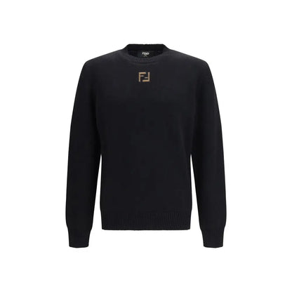 Fendi sort sortsvatter i sort fleece uld med subtilt guldlogo
