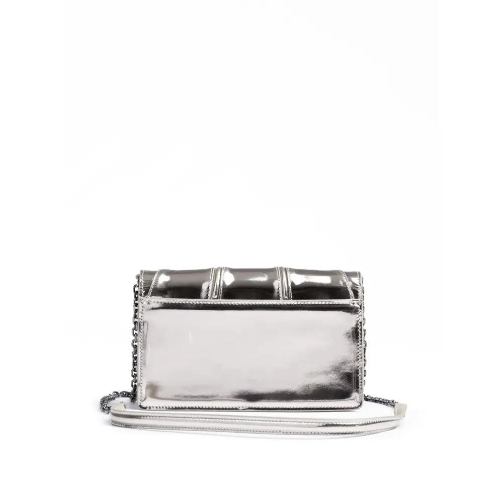 Ferrari Metal Silver GT patent leather bag with chain