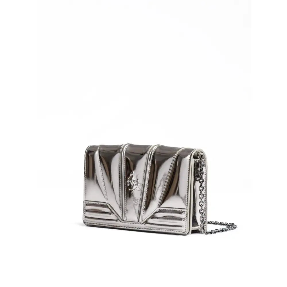Ferrari Metal Silver GT patent leather bag with chain