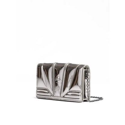 Ferrari Metal Silver GT patent leather bag with chain