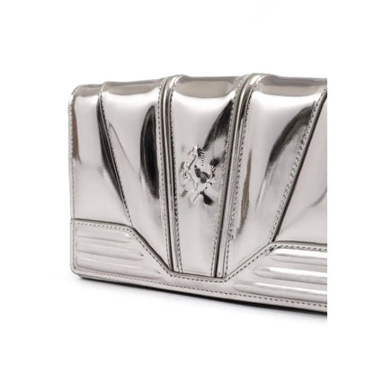 Ferrari Metal Silver GT patent leather bag with chain