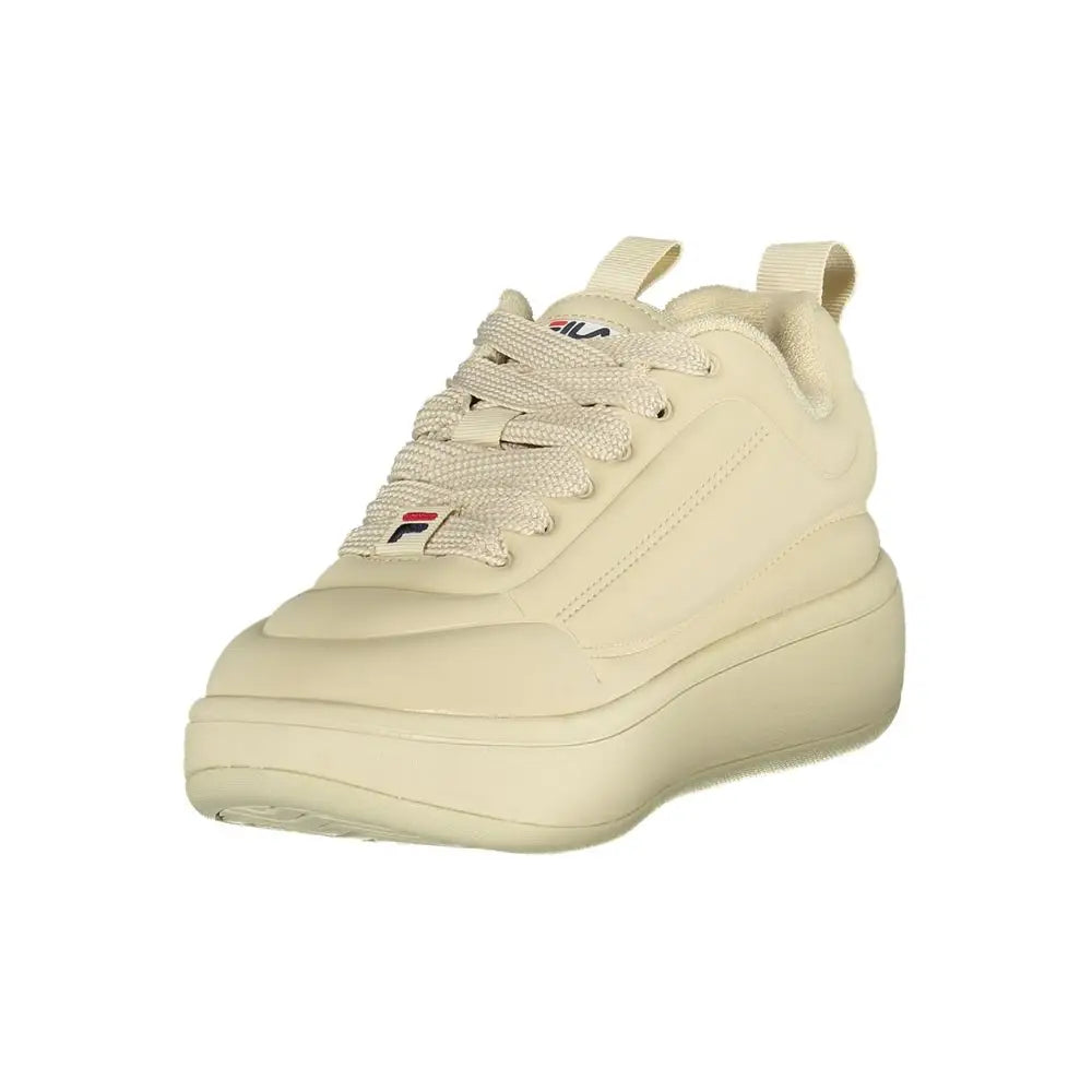 Fila beige polyester athletic sneakers with chunky sole and laces