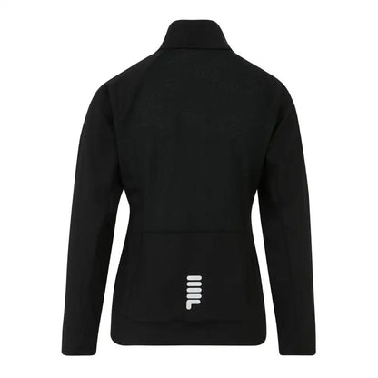 Sort Fila polyester sweatshirt med sorte langærmede jakke og hvidt logo