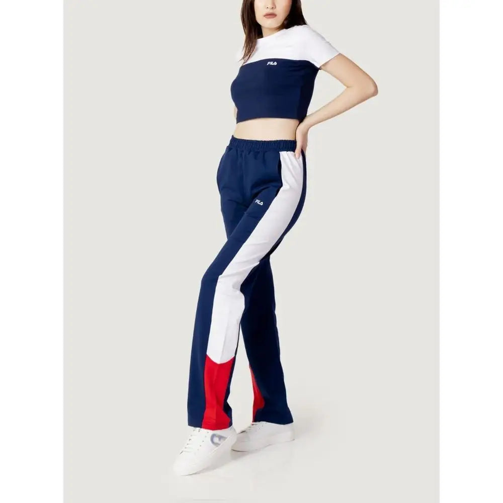 Fila blå bomuld joggers med navyblå, hvid og rød design