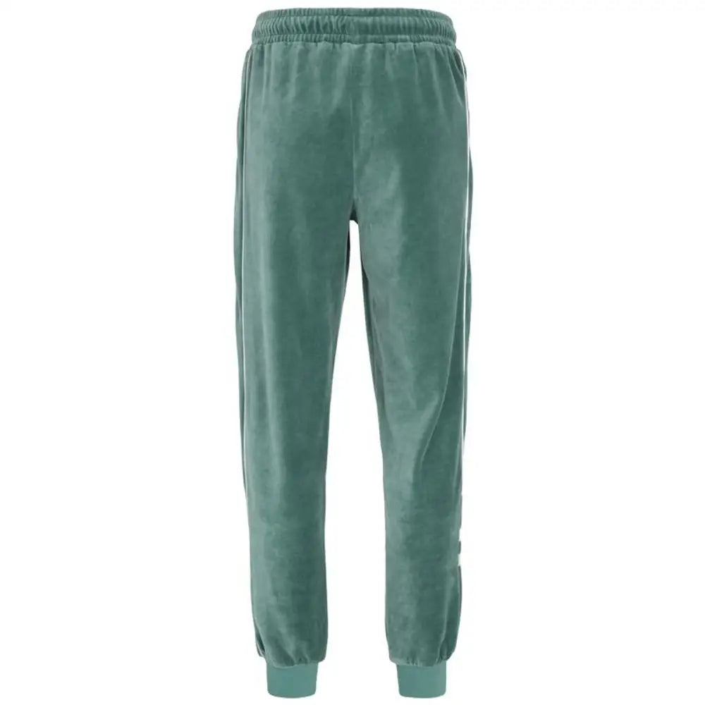 Fila blå bomuld joggers i teal velour med elastik talje og ribbed manchetter