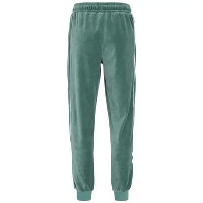 Fila blå bomuld joggers i teal velour med elastik talje og ribbed manchetter
