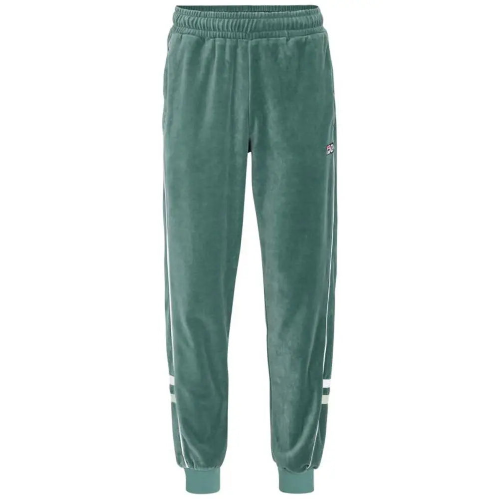 Fila blå bomulds joggers i teal velour med hvide striber