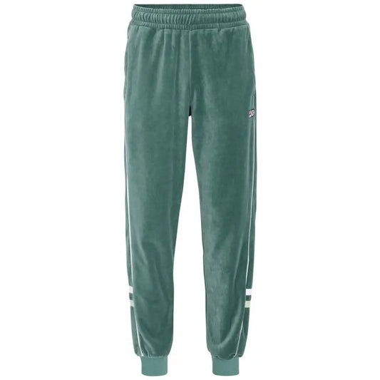Fila blå bomulds joggers i teal velour med hvide striber