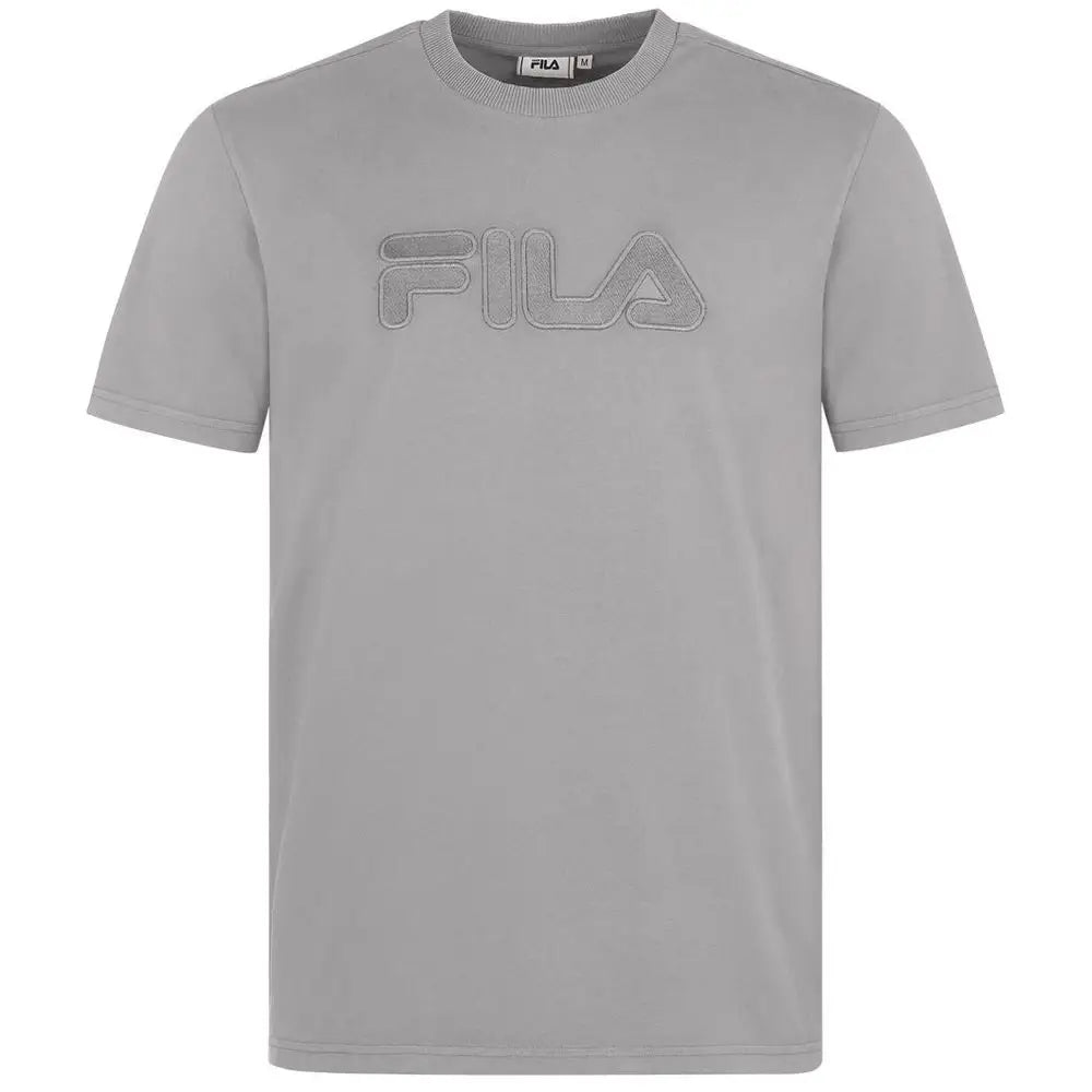 Grå Fila T-shirt med subtilt logo, 100% originale brands fra outlet mærkevarer