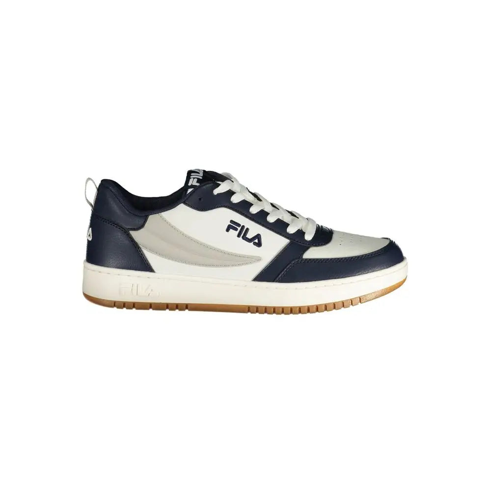 Fila blå polyester atletiske sneakers med hvid sål og gummisål
