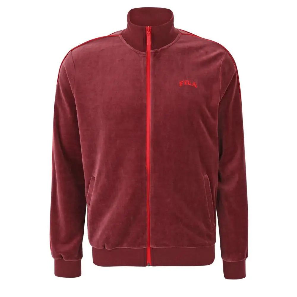 Fila grøn bomuldssweatshirt i burgunder med rød lynlås og Fila-logo