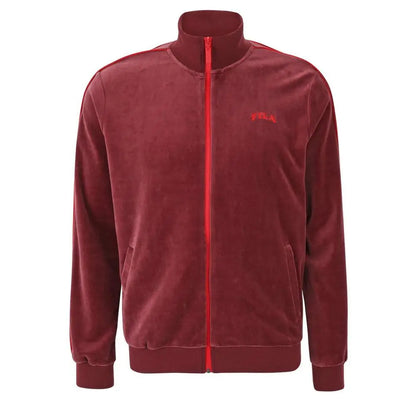 Fila grøn bomuldssweatshirt i burgunder med rød lynlås og Fila-logo