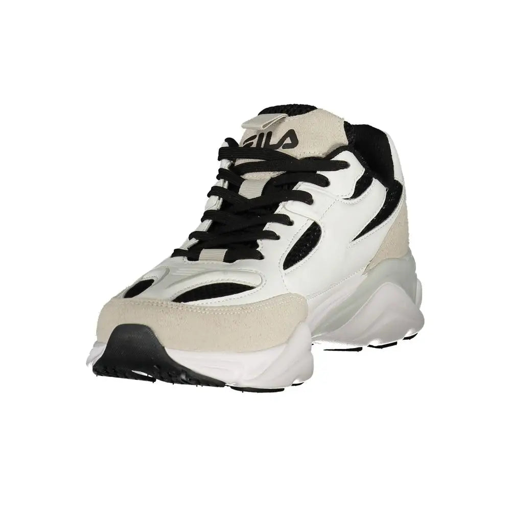 Fila white polyester athletic sneakers med sort chunky design i suede og mesh