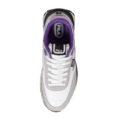 Hvid og lilla Fila sneaker med grå accenter og sort gummisål