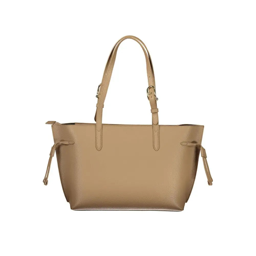 Furla Marrone beige lædertaske med justerbare stropper og drawstrings