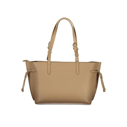 Furla Marrone beige lædertaske med justerbare stropper og drawstrings