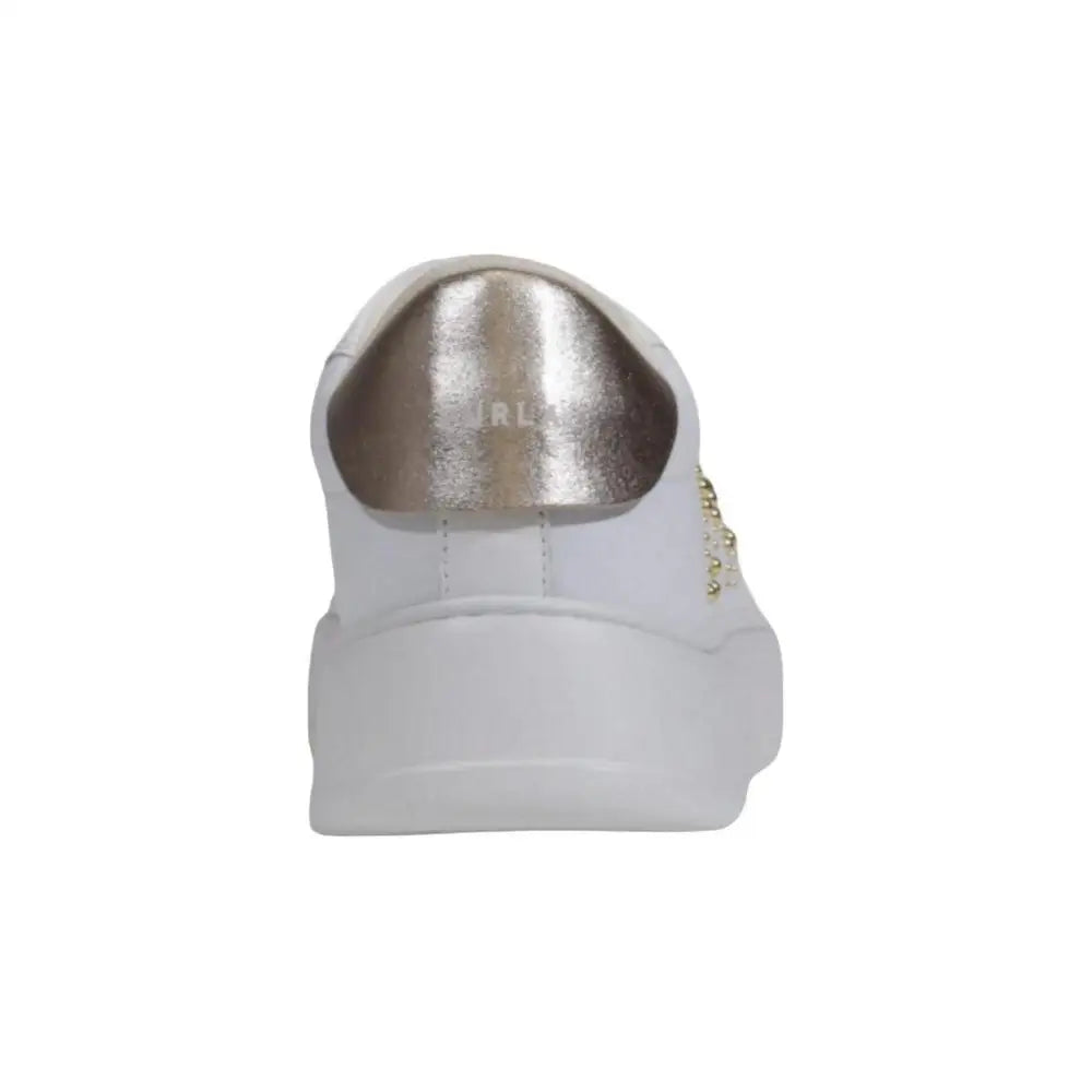 Furla white polyethylene low top sneakers with silver heel tab and gold beads