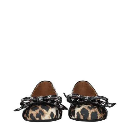 Ganni Brown Fabric Ballet Flats