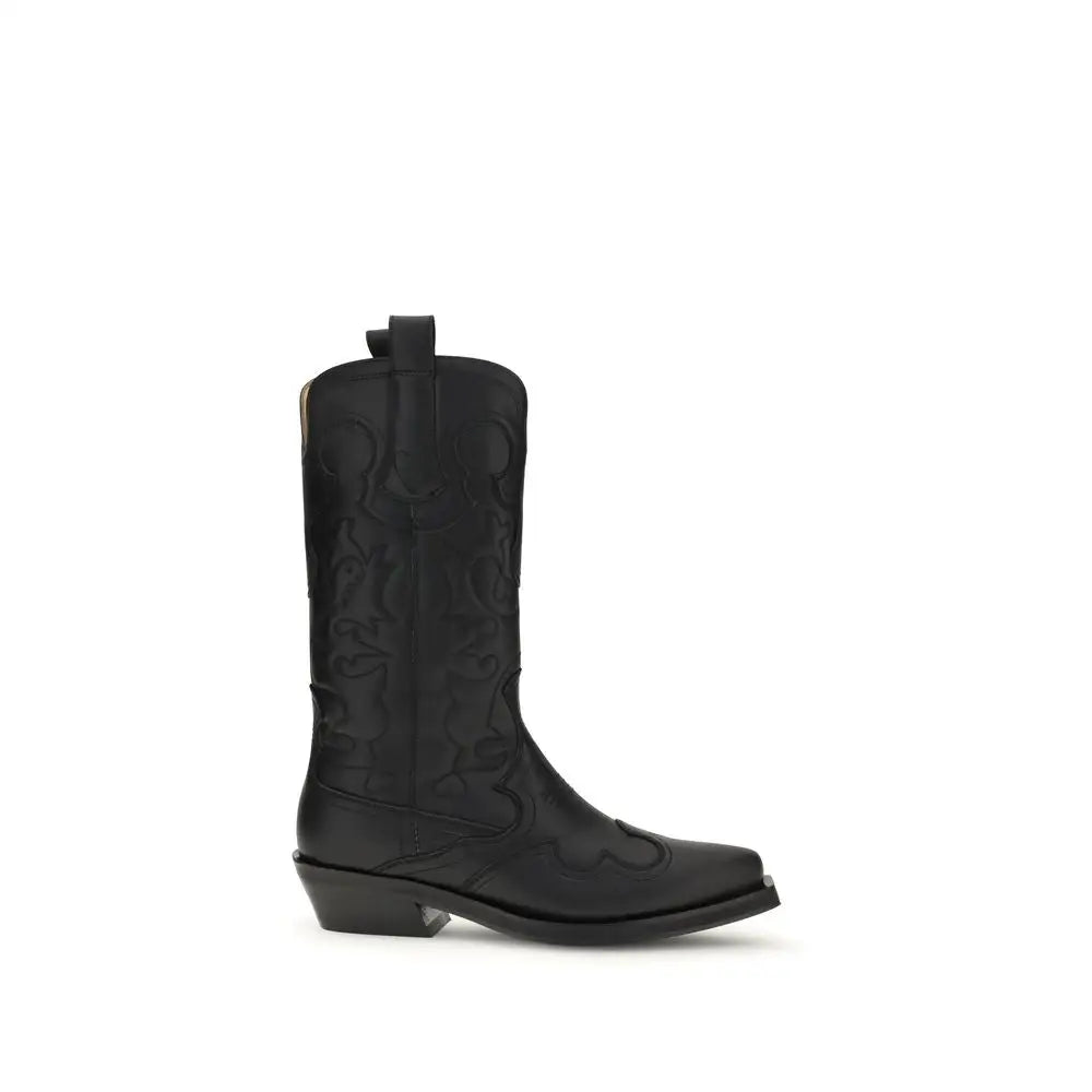 Ganni MID SHAFT EMBROIDERED WESTERN BOOT - Støvler