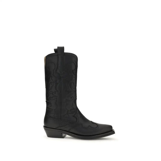 Ganni MID SHAFT EMBROIDERED WESTERN BOOT - Støvler