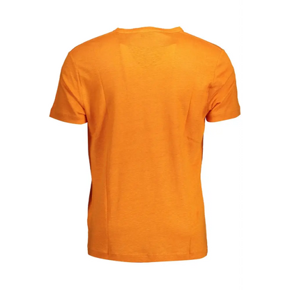 Gant orange linen men t-shirt med crew neck og korte ærmer