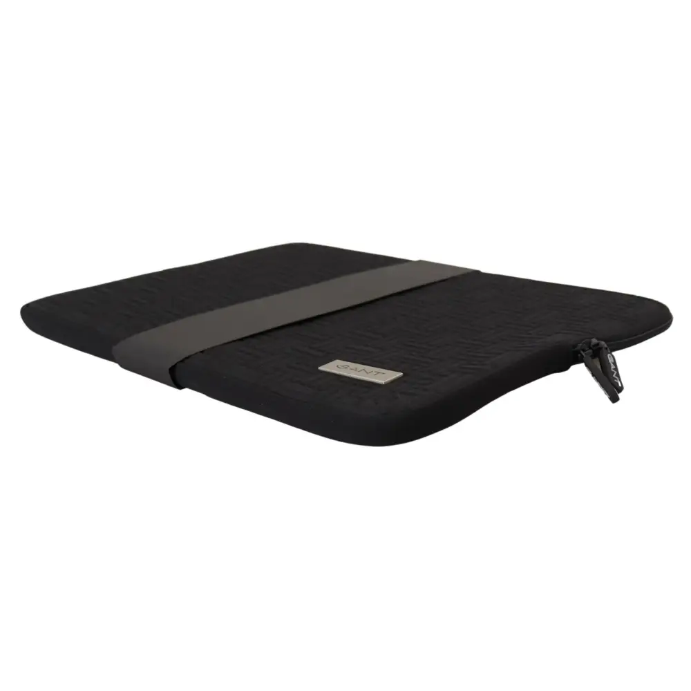 Gant Sort padded sort padded pouch med tekstureret sort stof, grå strop og sølv mærke