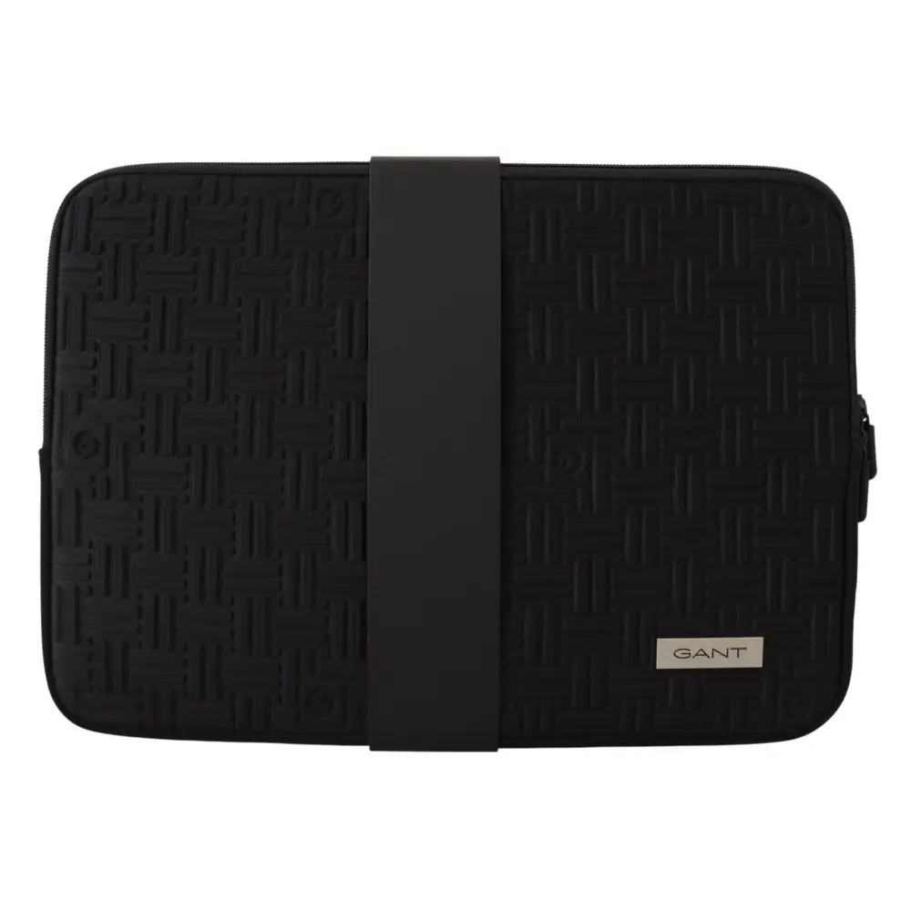 Sort padded pouch Gant med sort vævet mønster og midterrem