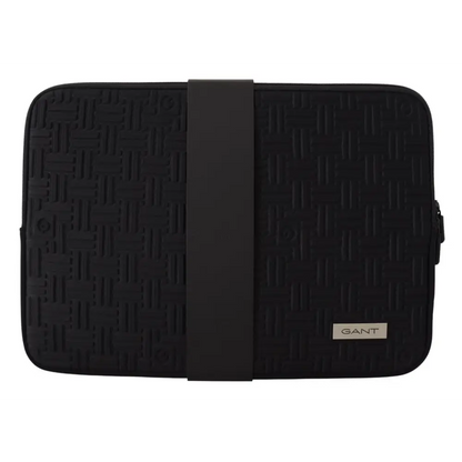 Sort padded pouch Gant med sort vævet mønster og midterrem