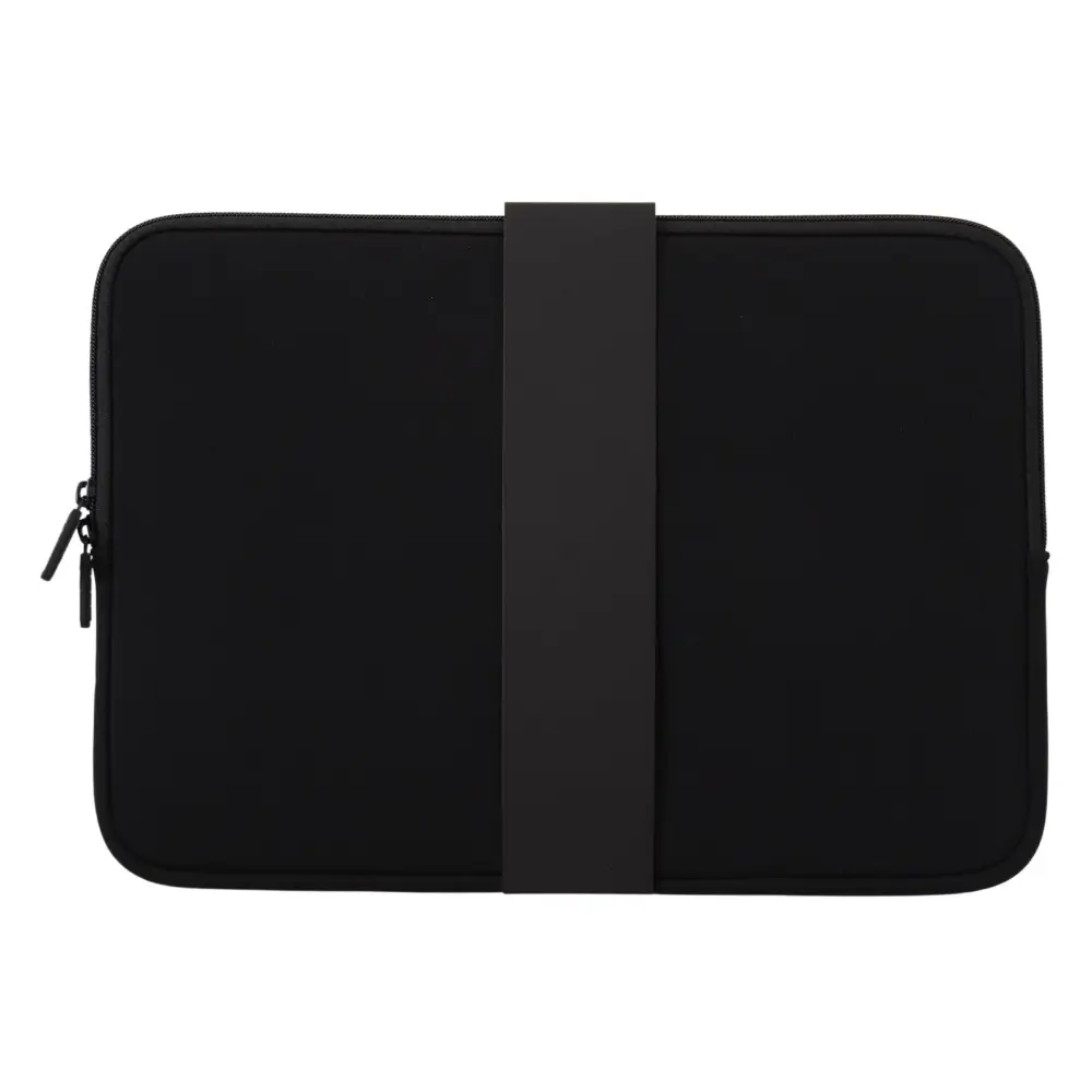 Sort padded pouch taske med sort neopren og central rem