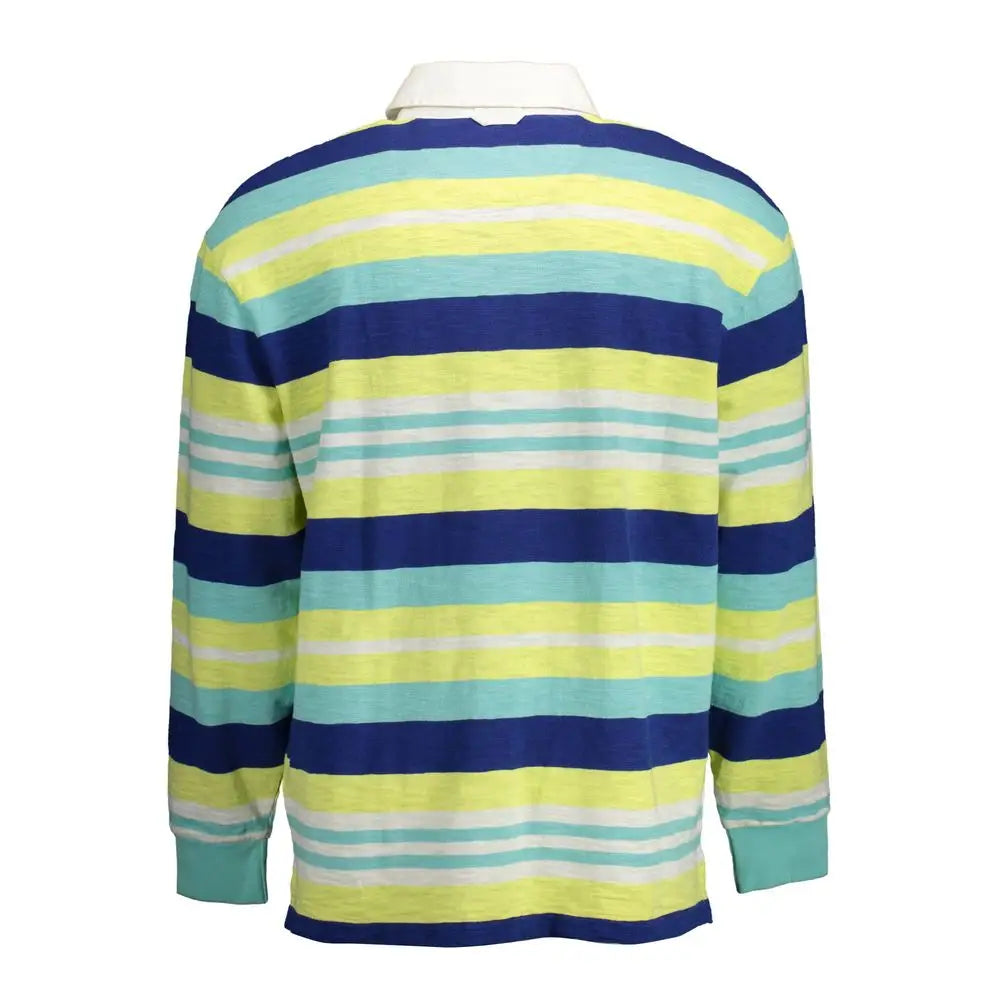 Gant polo skjorte i navy, lime og teal striber, 100% originale brands