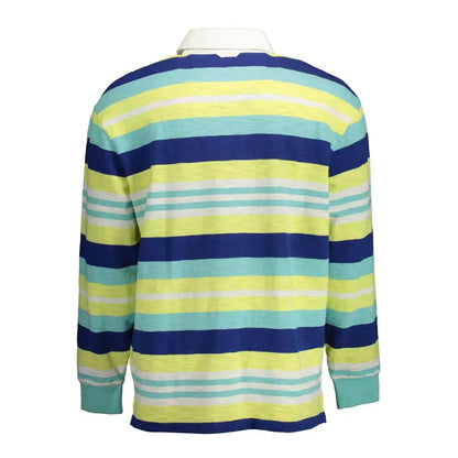 Gant polo skjorte i navy, lime og teal striber, 100% originale brands
