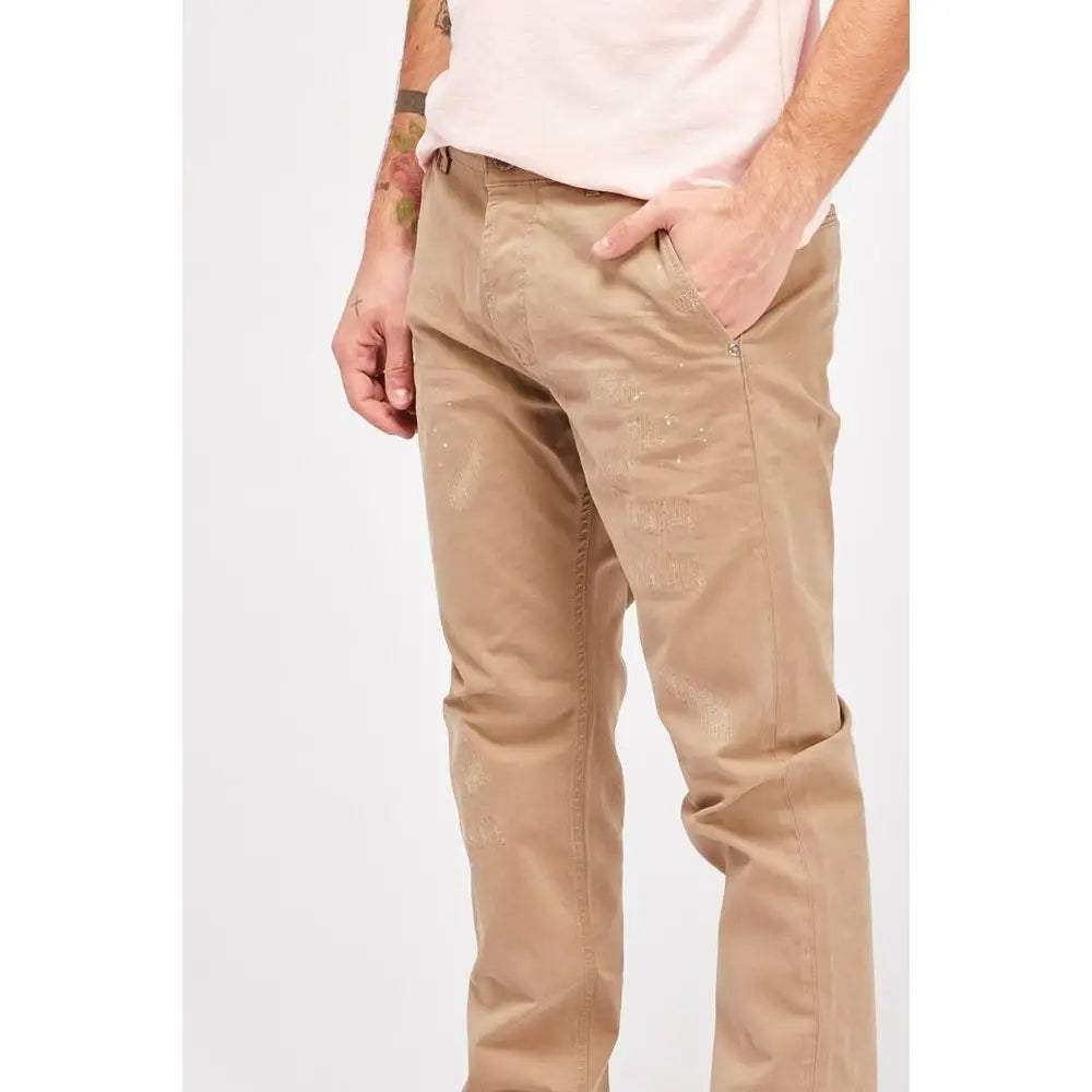 Gas beige bomuldscasual pants med subtil distressed detailing