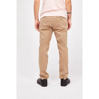 Gas beige bomuldscasual pants med slim fit og subtile syn-detaljer