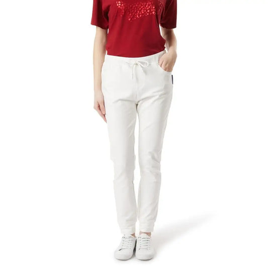 Hvide drawstring jogger bukser i gas black cotton med tapered fit og side lommer