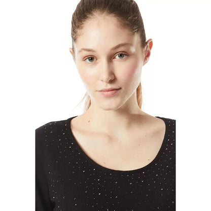 Sort sort bomuldssweatshirt med subtilt gnistrende prikket mønster