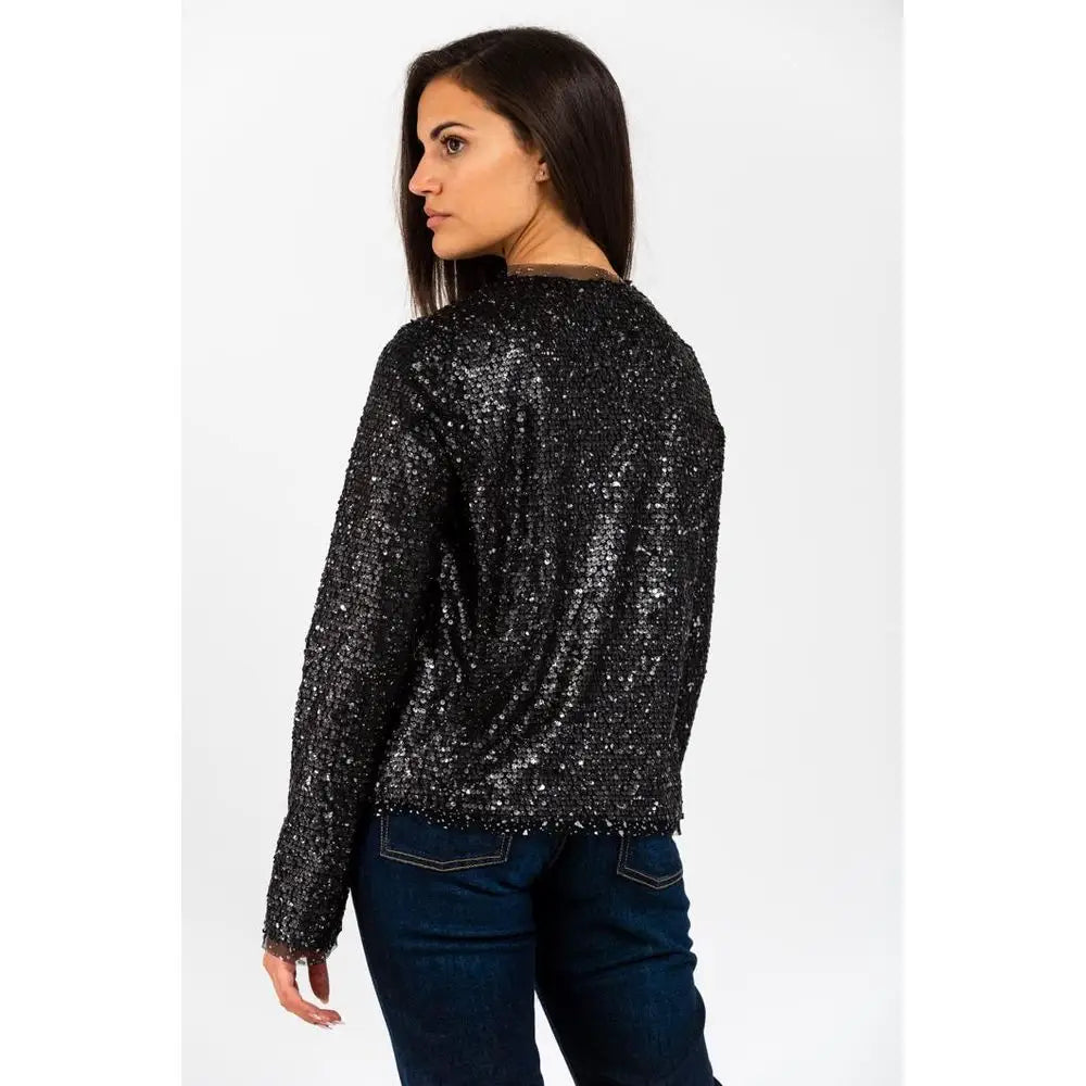Sort polyamid blazer med sort glitter top i polyamid