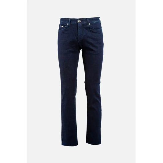 Gas blå jeans i mørk indigo denim med klassisk straight-leg snit og subtile syninger, 100% originale brands