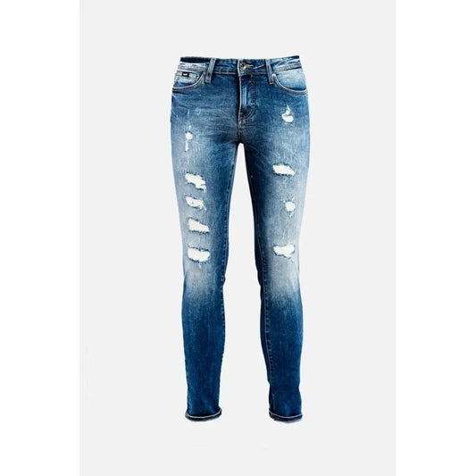 Gas Blue Cotton relaxed fit jeans med slank pasform og revner på lårene